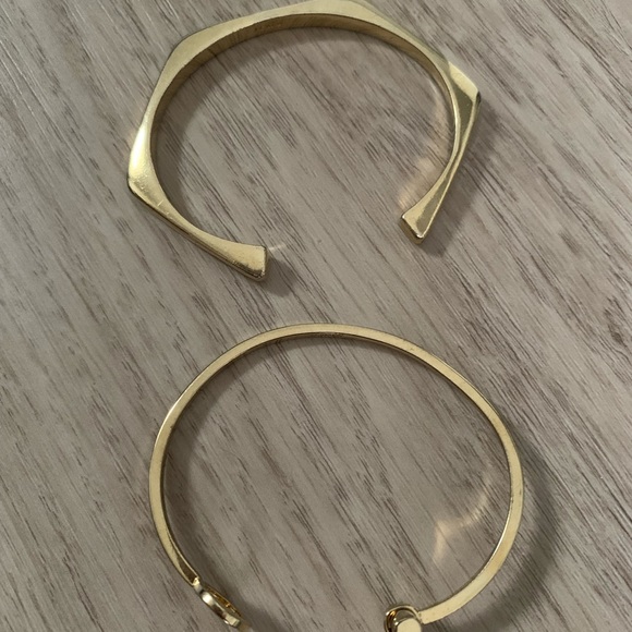 J. Crew Jewelry Jcrew Set Of 2 Gold Bangle Cuff Bracelets Preowned
